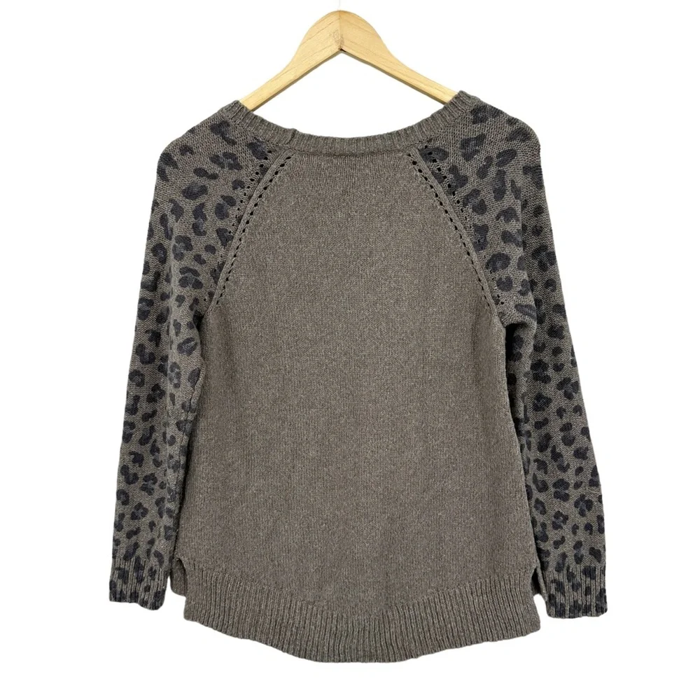 REBECCA TAYLOR Sweater Animal Print Wool Cashmere Nylon Pullover Brown - Picture 2 of 8